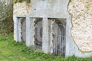 Close up of old Bunkers Located in Willemstad, The netherlands
