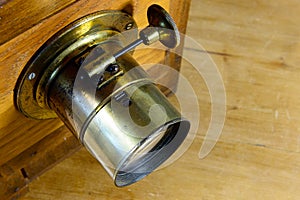 Close up of an old camera lens