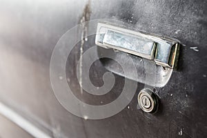 Close up of  Old car door handle