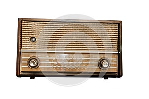 Close up old classic radio isolated on white background.Saved with clipping path