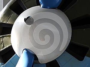 Close - up of old engine and propeller plane