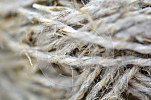 Close-up of an old frayed boat rope