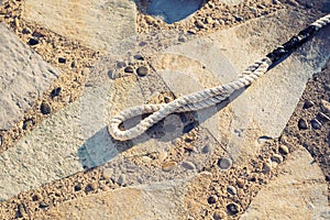 Close-up of old frayed boat rope