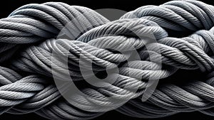 Close-up of an old gray boat rope as a marine background