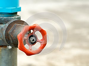 Close up old grunge brass faucet water in nature park background