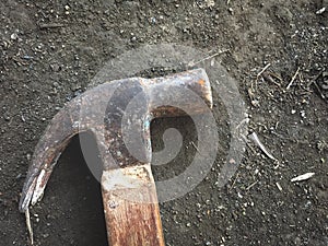 Close up old hammer