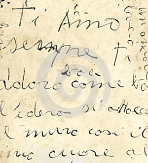 Close up of old italian letter