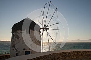 Close up of an old mill in Mykonos Greece