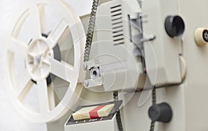 Close up of an old 8mm film projector