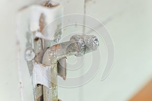 Close Up old padlock, Door bolt