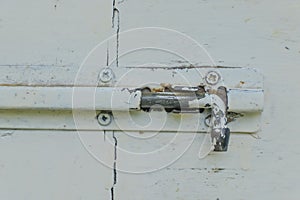 Close Up old padlock, Door bolt