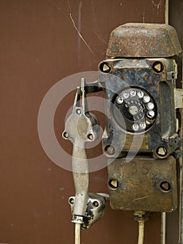 Close-up of an old phone