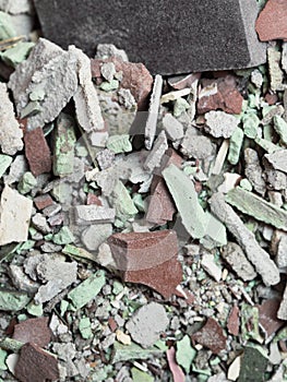 Close up of an old pile of bricks floor tile