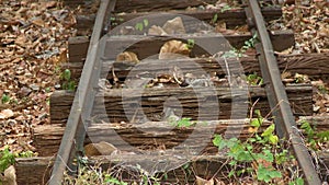 Close up of old railroad tracks