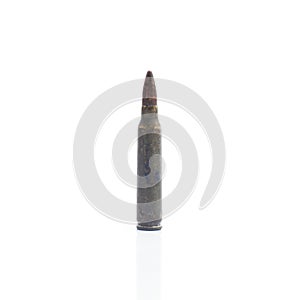 Close Up Old Rifle bullet isolated on a white background