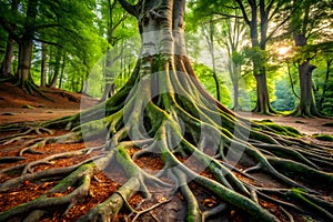 Old tree roots with intricate natural texture