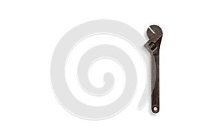 Close up of old rusty adjustable spanner isolated on a white background. Home Worker Plumbing Pipe Tool