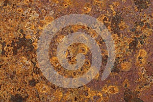 A close-up of an old rusty oildrum