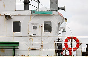 Close-up of an old ship