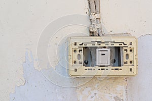 Close-up of old socket, electrical outlet.