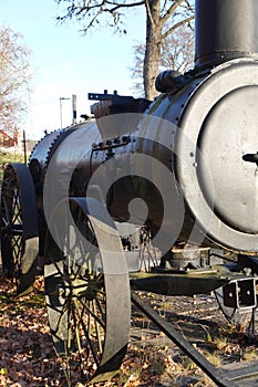 Close-up of an old steam engine