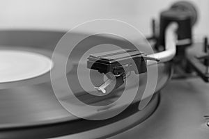 Close-up of a old stereo vinyl record player