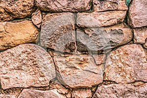 Close up of old stone wall with traditional stonework