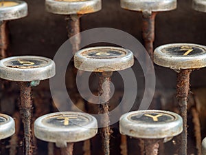 Close up of old type writer keys