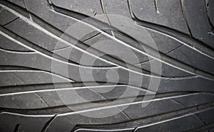Close up of old used tire texture
