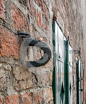 Close-up of old vintage brick wall