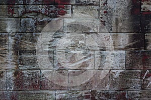 Close-up of an old weathered sandstone wall of different sized s photo