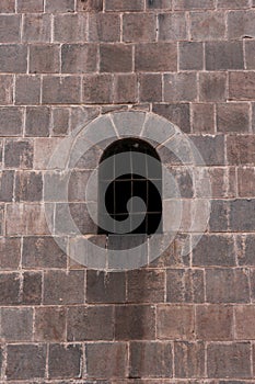 Close up of old window of a house facade in Cuzco Peru. Historical downtown