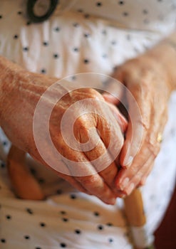 Close up of old womans hands