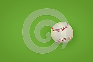 Close up one baseball ball over green