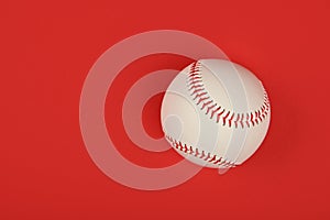 Close up one baseball ball over red