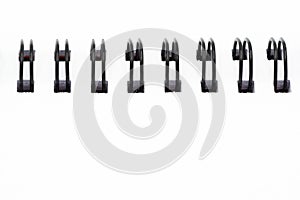 Close up of open blank spiral notebook on white background