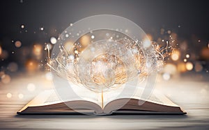 Close-Up of an Open Book on a Table with a Soft Light Background