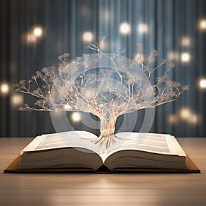 Close-Up of an Open Book on a Table with a Soft Light Background