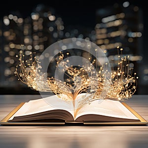 Close-Up of an Open Book on a Table with a Soft Light Background