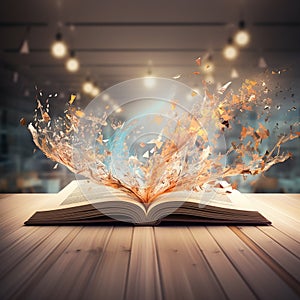 Close-Up of an Open Book on a Table with a Soft Light Background