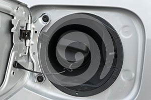 Close up of Open hatch of the car gas tank