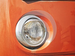 Close up of orange vintage car