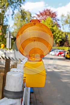 Close-up of an orange warning light