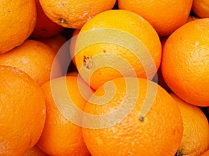 Close up of oranges at a market stall