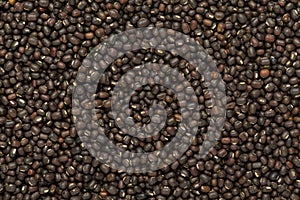 Close up of Organic Black Gram Vigna mungo or whole black urad Full-Frame Background.