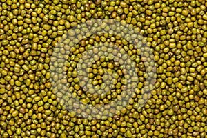 Close up of Organic green Gram Vigna radiata or whole green moong dal Full-Frame Background.