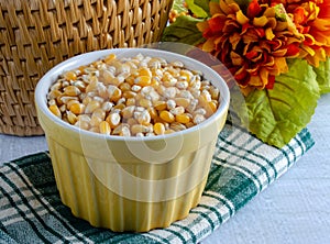 Close up of Organic Popcorn Kernels In Bowl