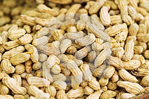 Close up of Organic Roasted Peanuts In Shell thai street food market