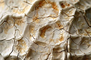 Close up of organic surface with cracks macro nature wallpaper background