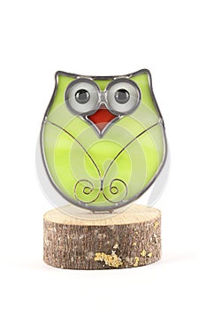 Close-up of an ornamental tiffany owl